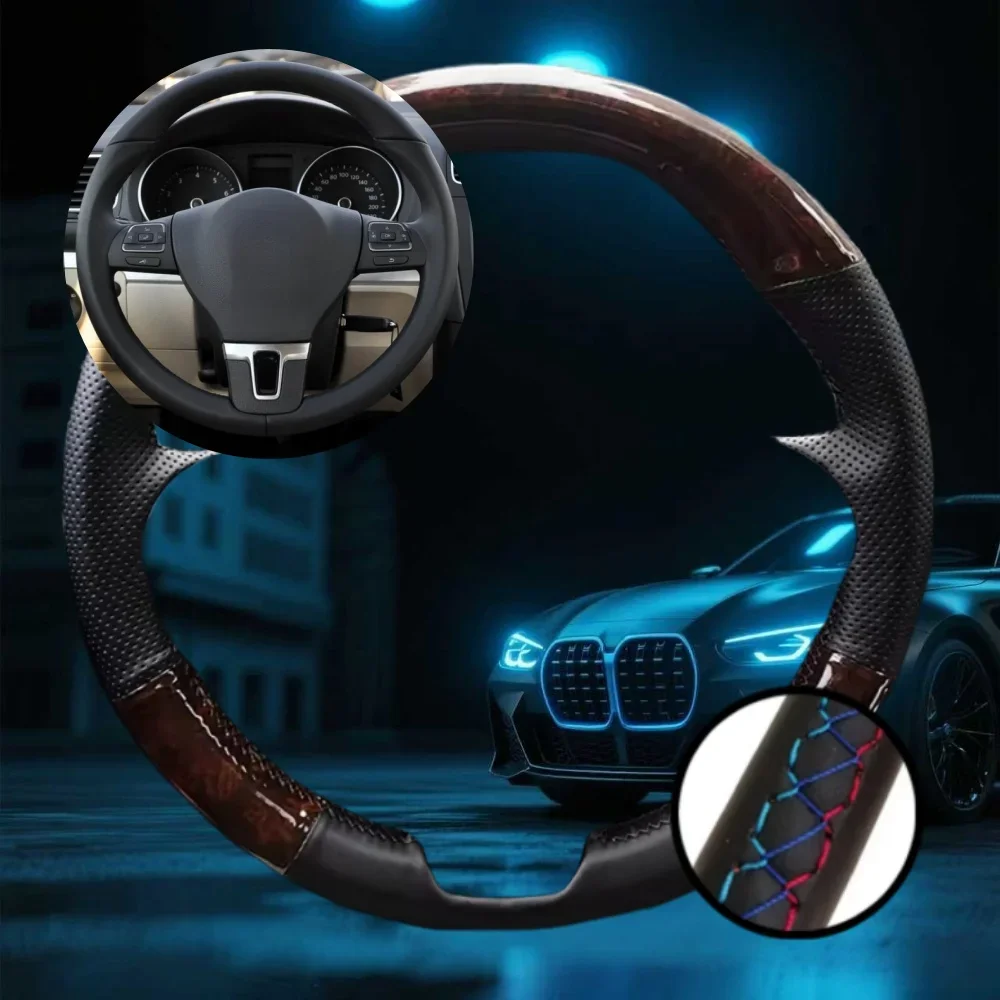 Customized Car Steering Wheel Braiding Cover For Volkswagen Passat B7 CC Touran Magotan Car Accessories Hand-sewn Steering Wrap
