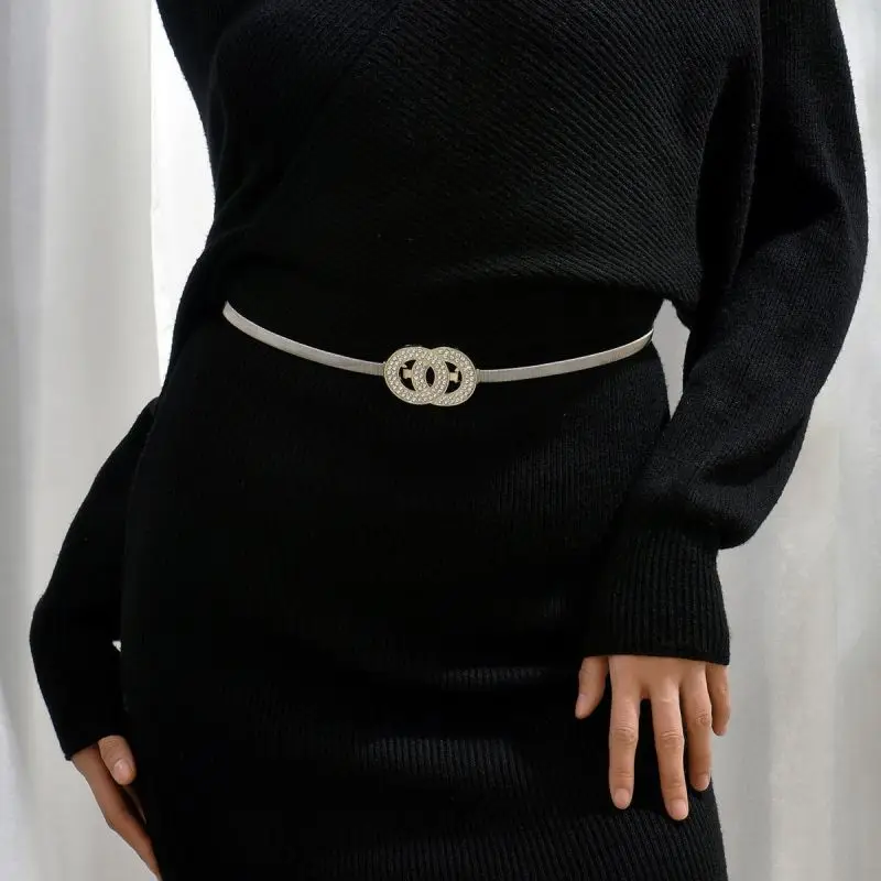 Double Loop Spring Women's Waist Chain, Versatile Fashion Rhinestone Metal Cross-border Women's Waist Chain