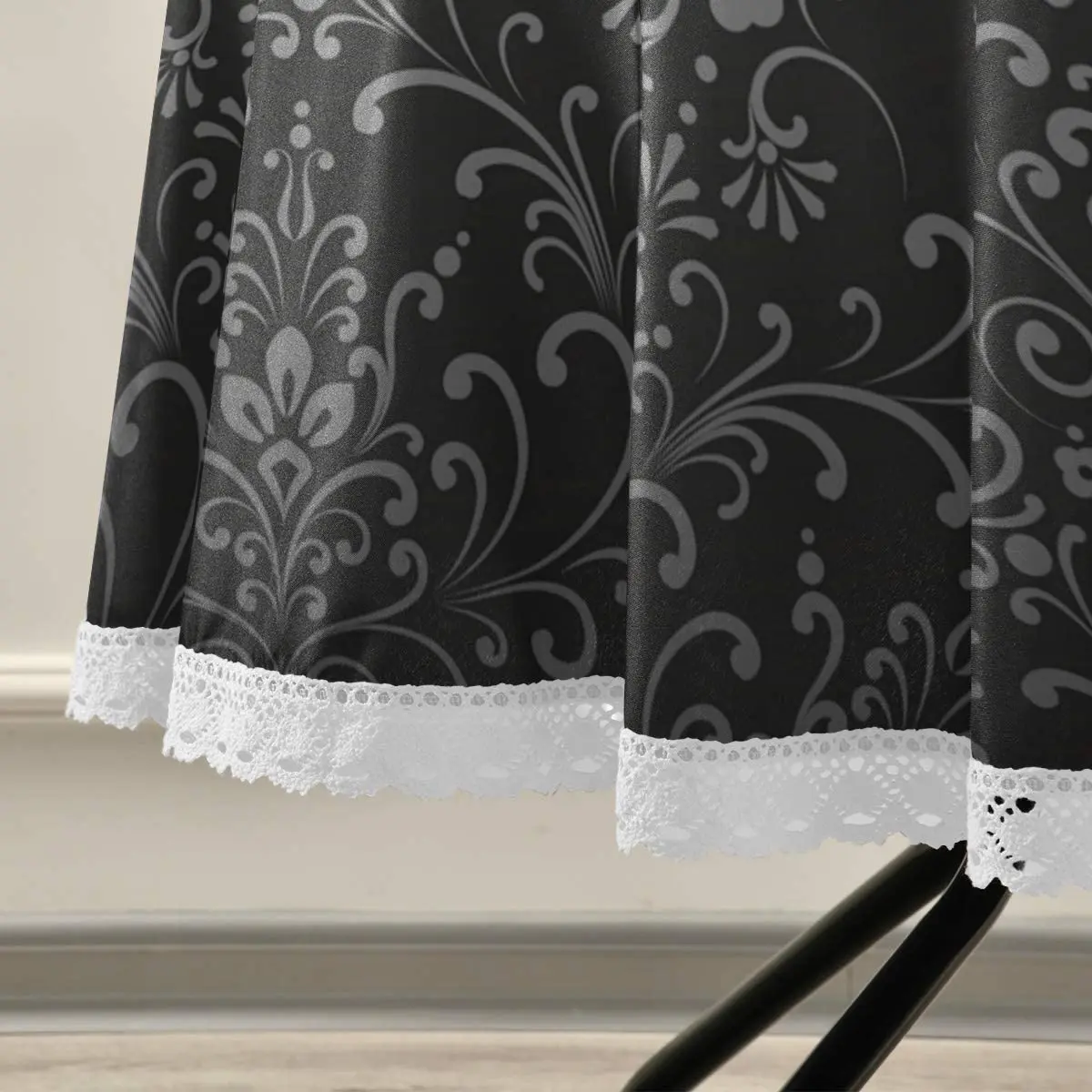 Round Table Cloth Flowers Gothic Table Cover Crease-Resistant Heat-Resistant Printed lace Tablecloth for Washable Dining Decor