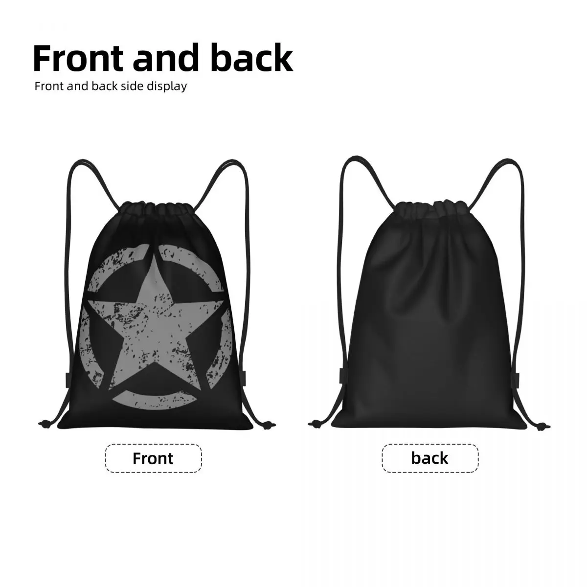 Tactical Army Militar Star Drawstring Bag para homens e mulheres, Portable Sports Gym Sackpack, Mochilas de armazenamento de compras, América