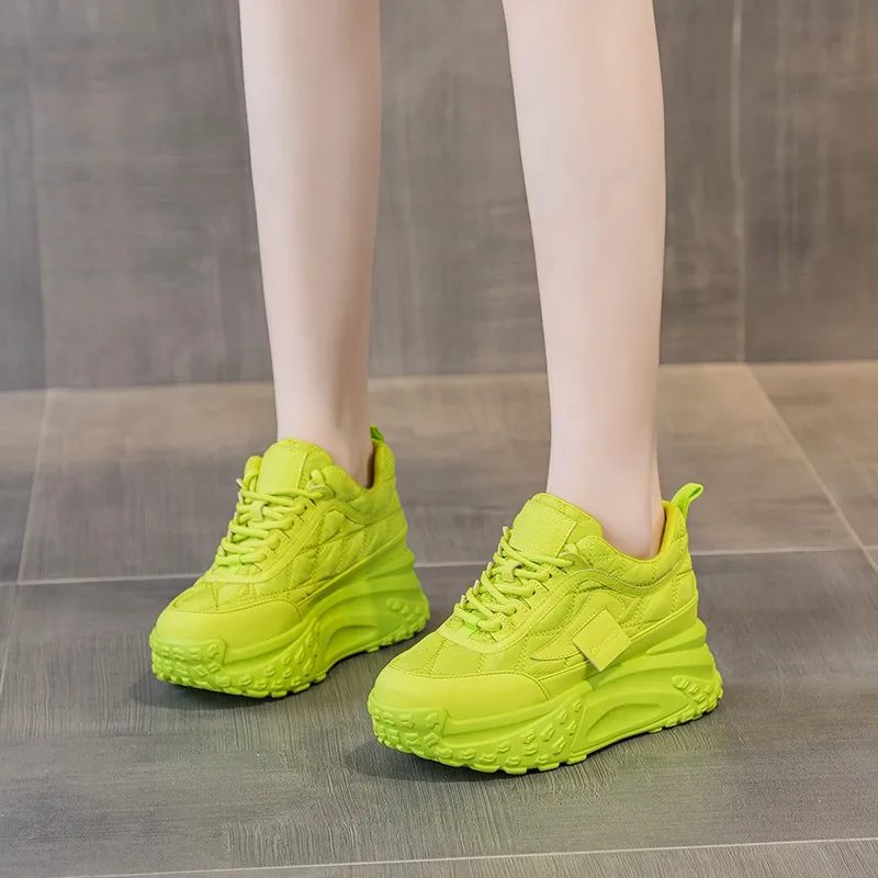

2026 New Women Chunky Sneakers Fashion Lace Casual Shoes for Woman Height Increasing Insoles 7CM Designer Shoes Zapatillas Mujer