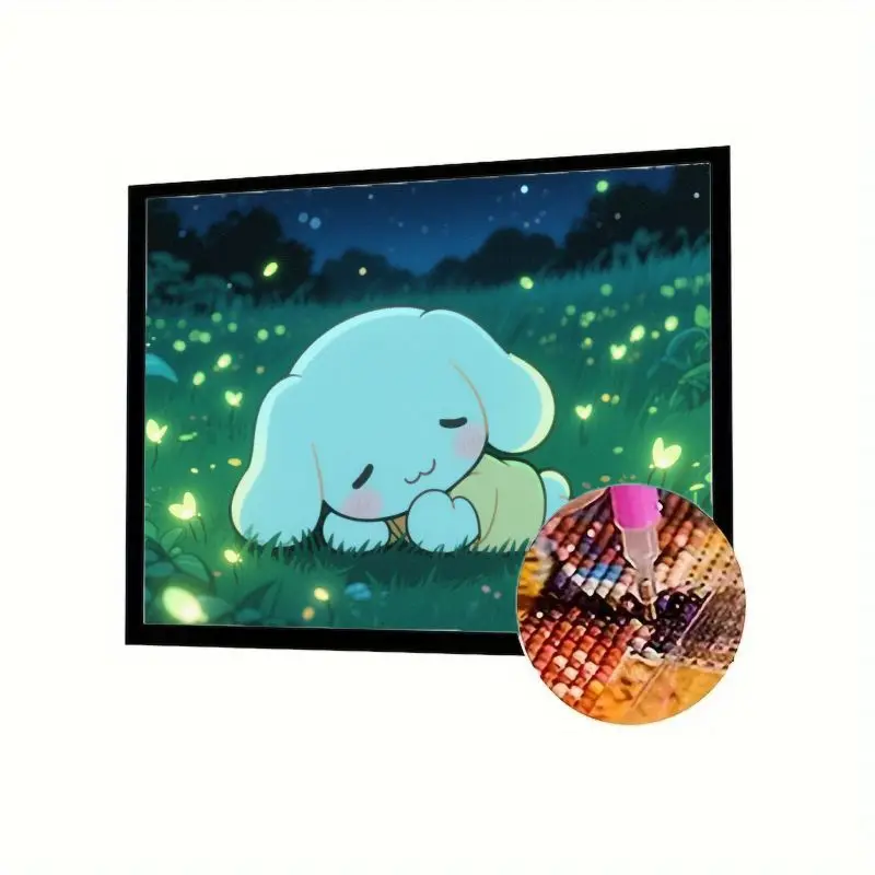 

1PC Adorable Cartoon Blue Puppy Cinnamoroll Style Sleeping 5D Diamond Painting Kit, Full Drill DIY Diamond Art Embroidery, Lumin