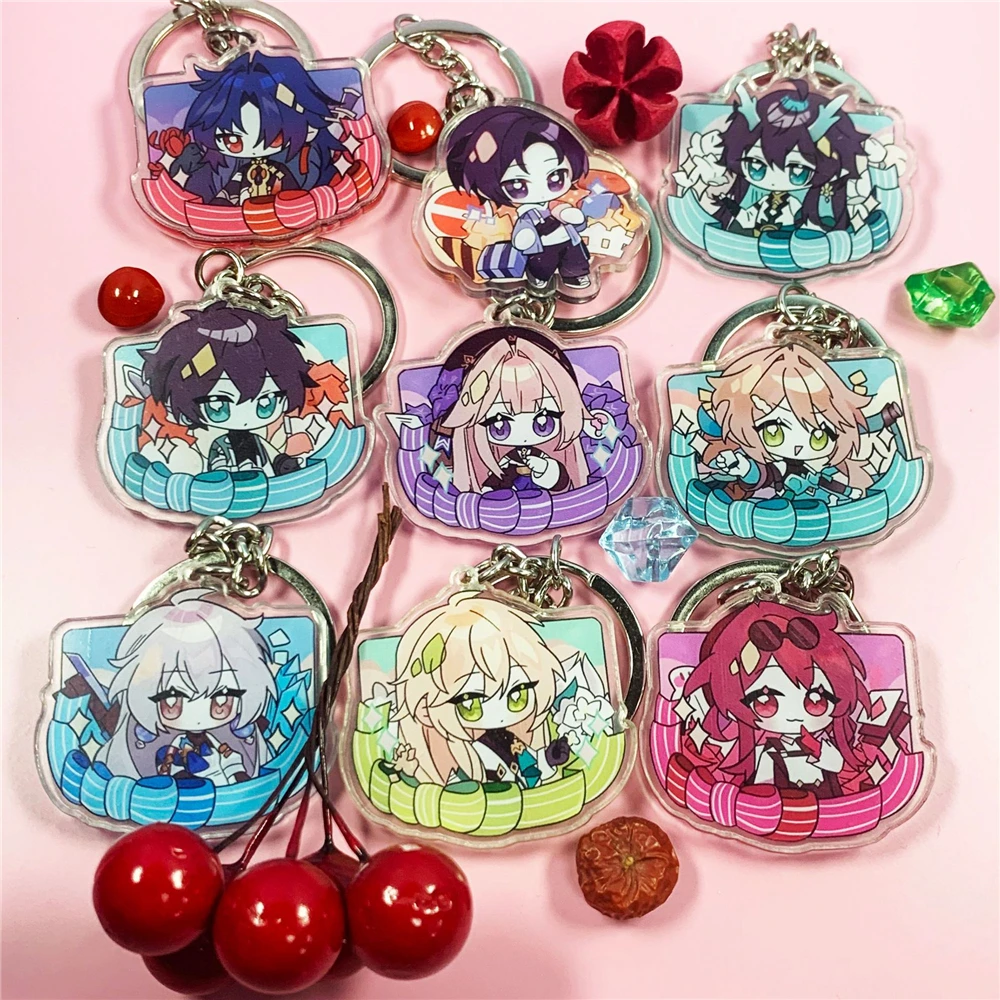 Game Honkai: Star Rail Aventurine Acheron Dan Heng Cosplay Keychain Badge Accessories Key Chain Cartoon Pendant Christmas Gifts
