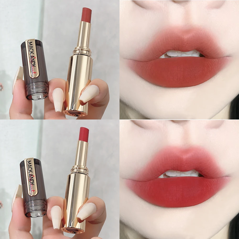 MACKANDY-Rouge à lèvres waterproof 256, longue tenue, haute pigmentation, antiadhésif, baume hydratant, soin de luxe, maquillage