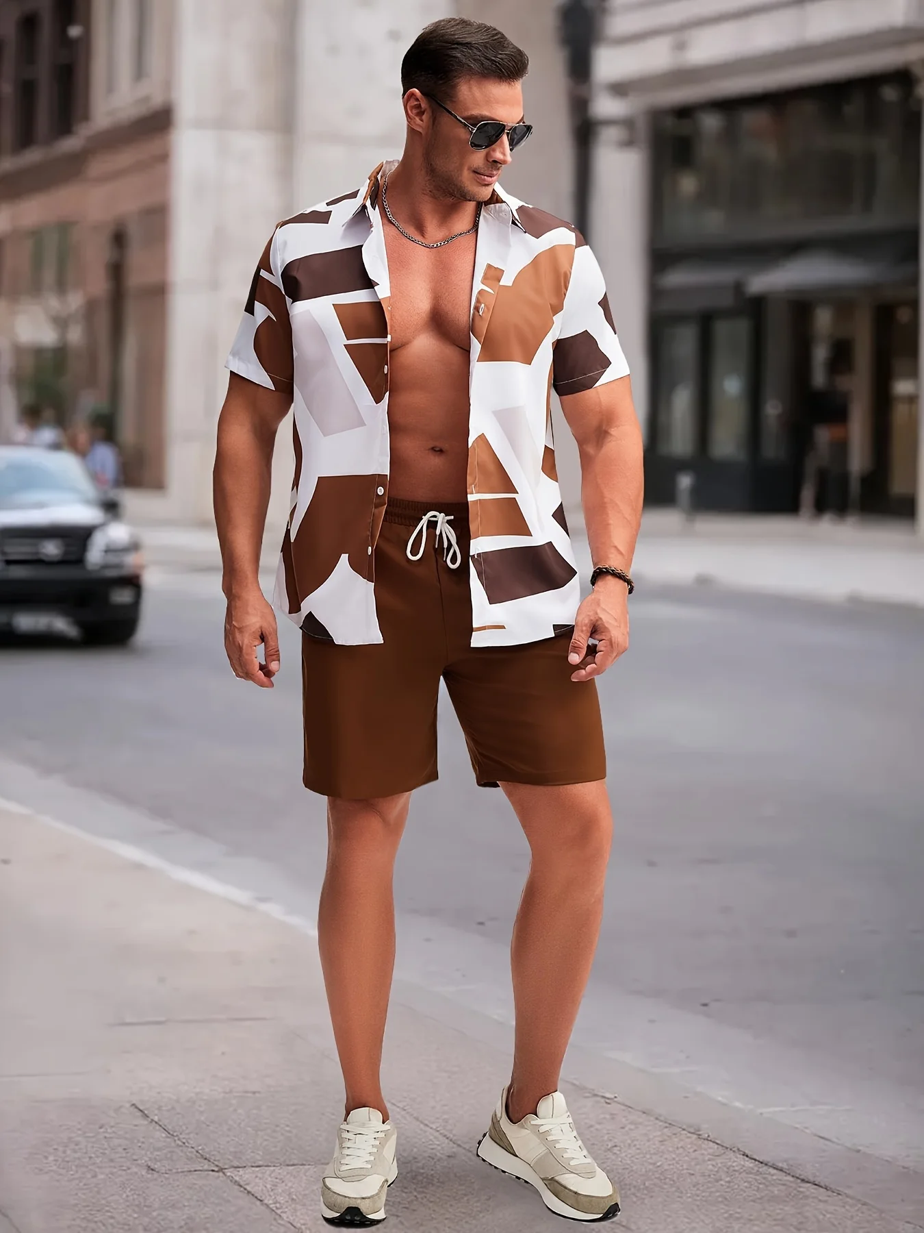 

Summer Men's Short Sleeve Shirt And Beach Shorts Set Outdoor Casual Street Men's Fashion Clothing Men Hawaii Short Sleeve Shirt