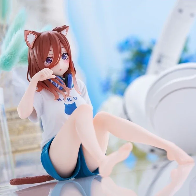 10cm Anime Desktop Cute Nakano Nino Figurine The Quintessential Quintuplets Doll Cat Nakano Miku Figure Model PVC Collection Toy