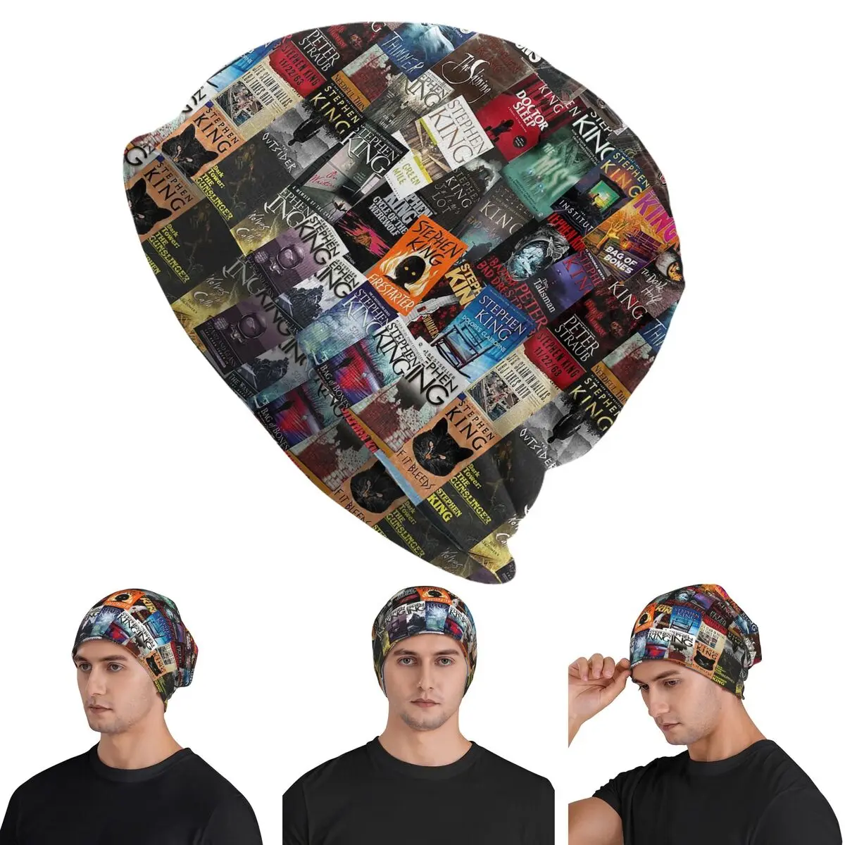 Stephen King Book Covers, Horror Bookworm Warm Knitted Cap Fashion Bonnet Hat Autumn Winter Beanies Hats for Men Women Adult