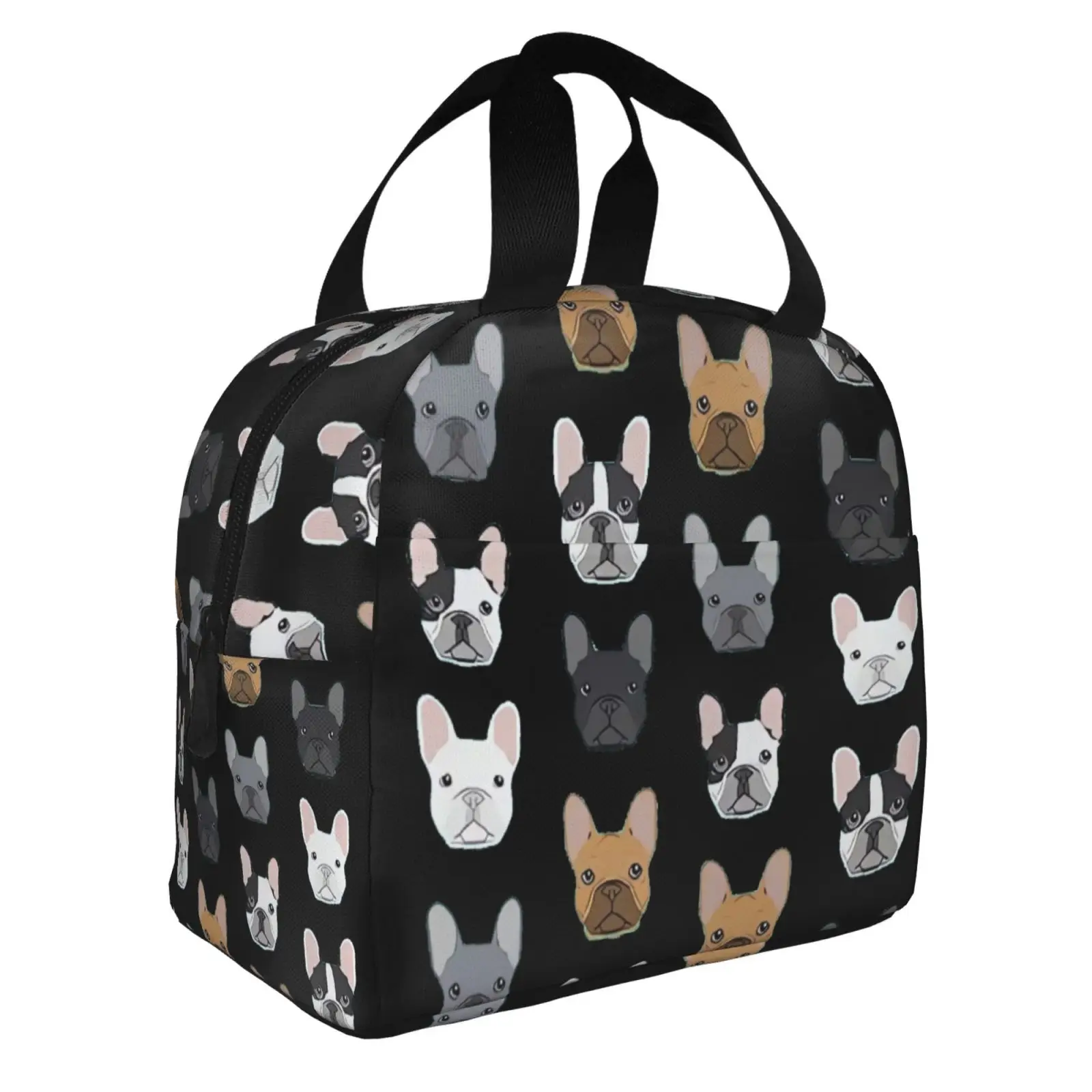 Cute Bulldog Pattern Insulated Lunch Bag for Women Men Portable Thermal Cooler Insulated Lunch Box Picnic Travel Food Tote Bags