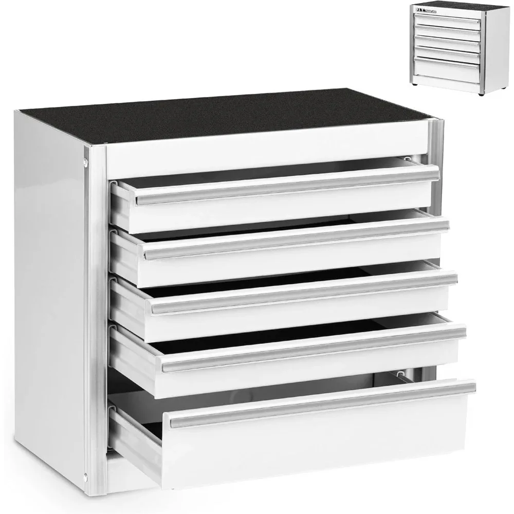 

Portable 5 Drawer Mini White Tool Box,Micro Roll Cab Steel Stackable Tool Box with Liner,White Small Tool Case for Tools Storage