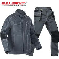 Bauskydd Working Pants Men Workwear Uniform Coat Work Clothing Sets Jackets Pants Long Sleeve Factory Repair Mechanic Protection