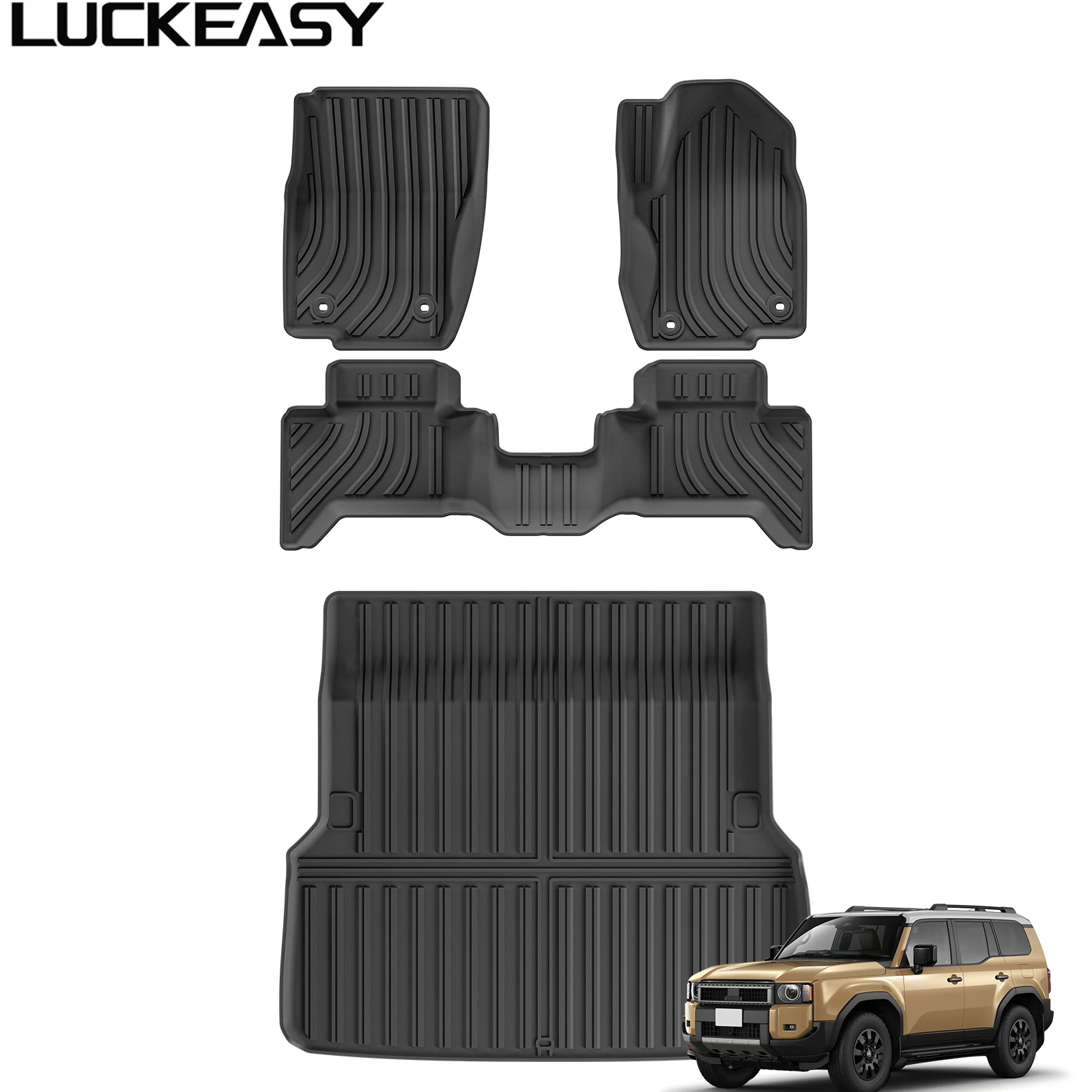 

Правый привод для Toyota Land Cruiser Prado LC250 5seat 2024, всепогодные напольные коврики, накладка на багажник, аксессуары для салона автомобиля, черный