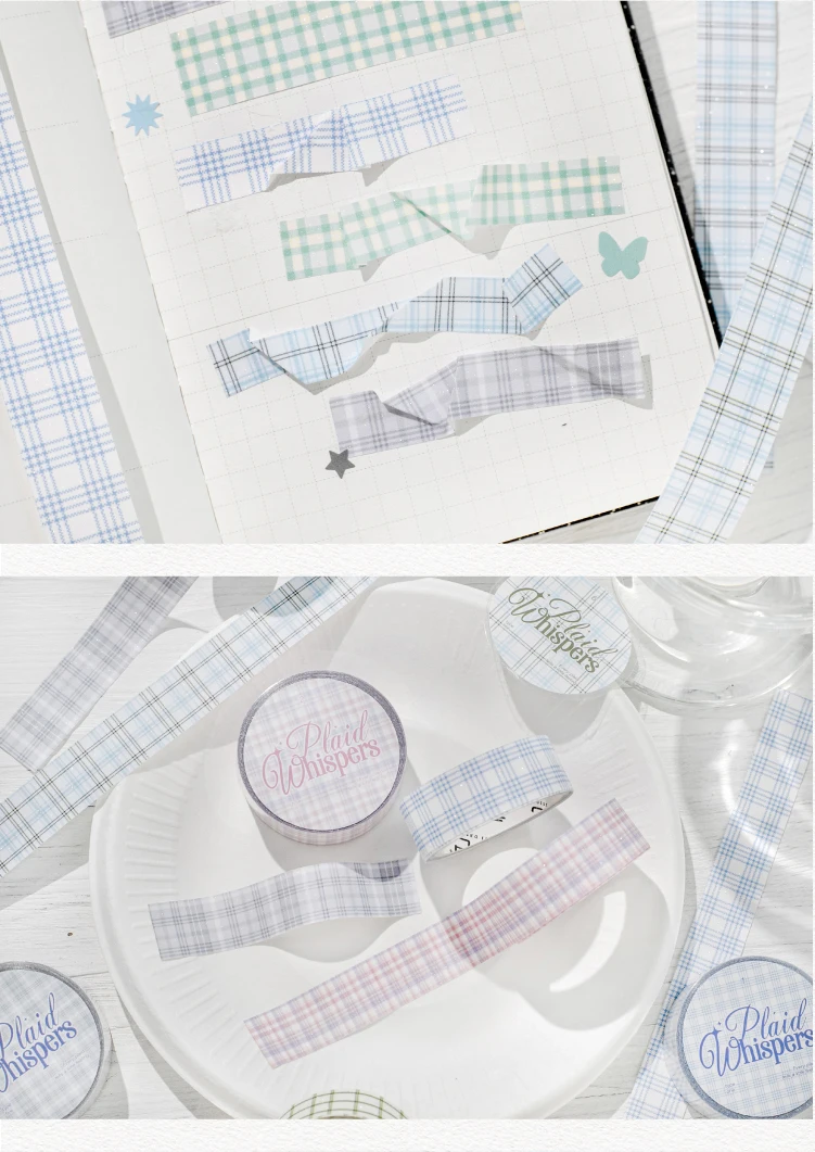 Journal GO 1,5 cm x 2 m kariertes Washi-Tape für Scrapbooking, Collage, Junk Journaling, selbstklebendes Masking Tape, niedliches Klebeband, Schreibwaren – Detail 9
