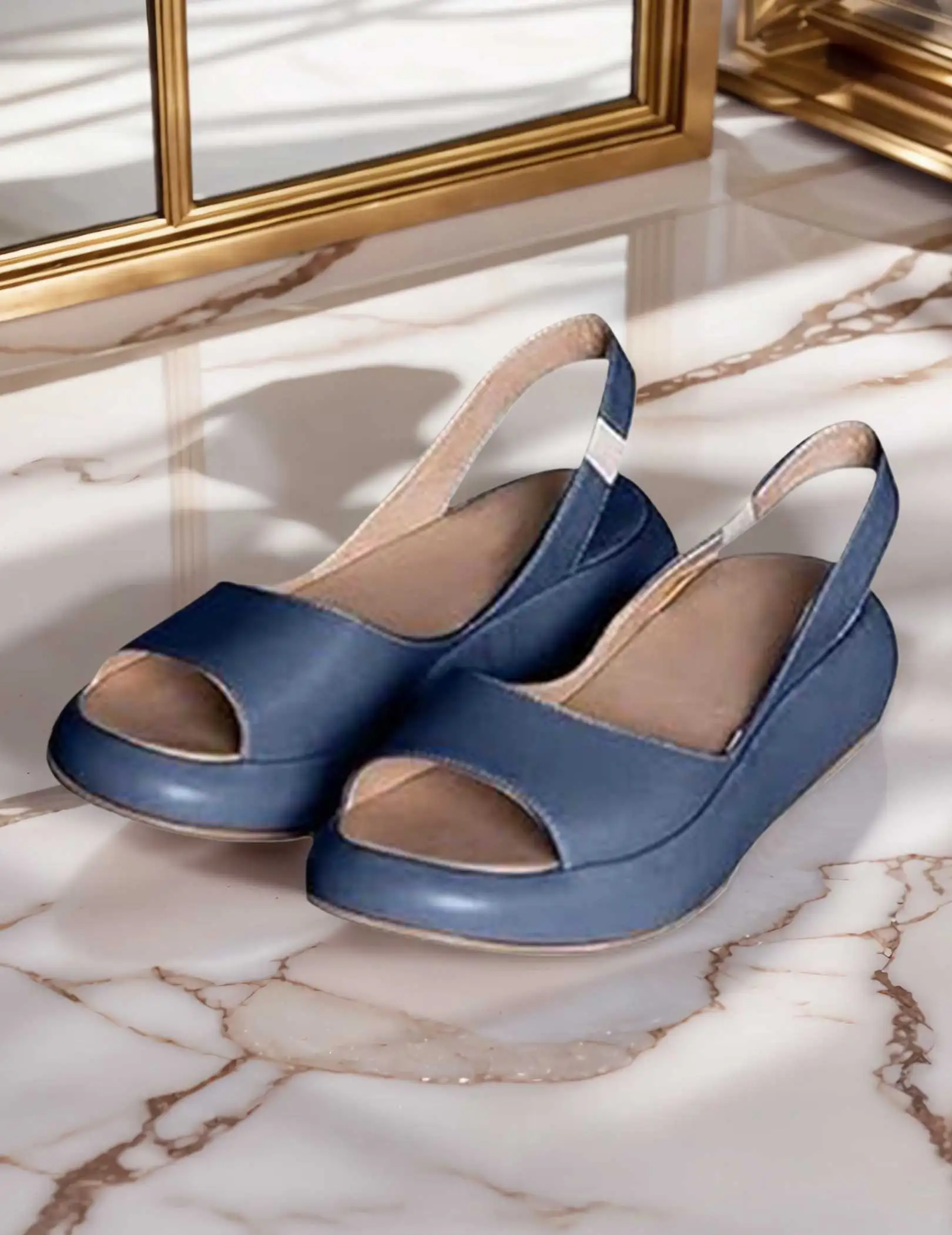 Женские босоножки на танкетке, сандалии с открытым носком, сандалии без шнуровки с эластичным ремешком сзади, удобные повседневные прогулочные сандалии для всех форм ног