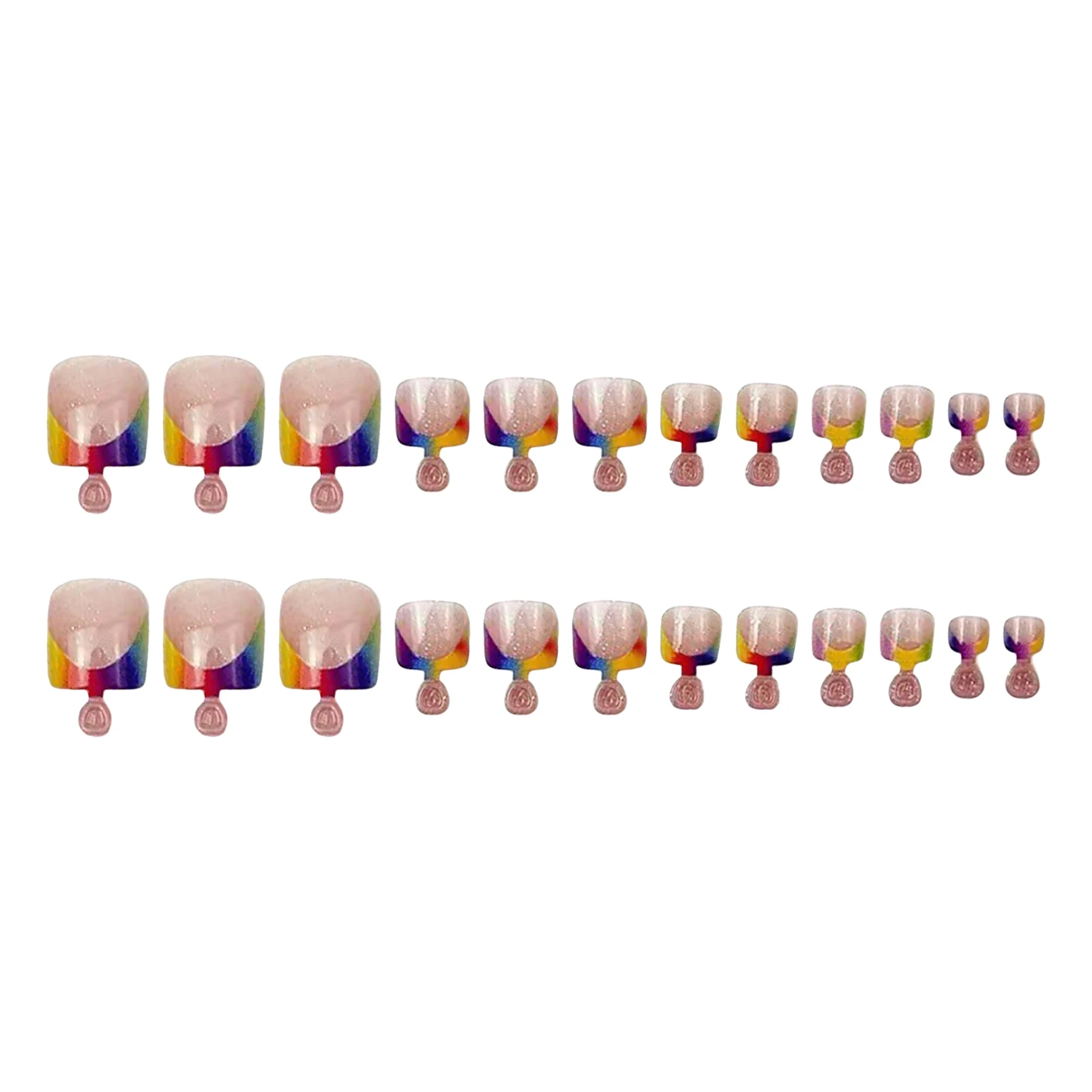 24 قطعة لون عاري أظافر وهمية الصيف الملونة الفرنسية تلميح اضغط على تو الأظافر لامعة الترتر تصاميم غطاء كامل الأظافر كاذبة #6