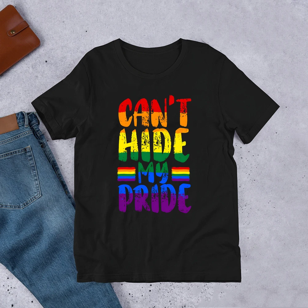 Can't Hit My Pride Print Women Tee Shirt Girl Rainbow Tshirts LGBT Pride Month Tshirt Love Wins Graphic Tee Summer Women Clothes