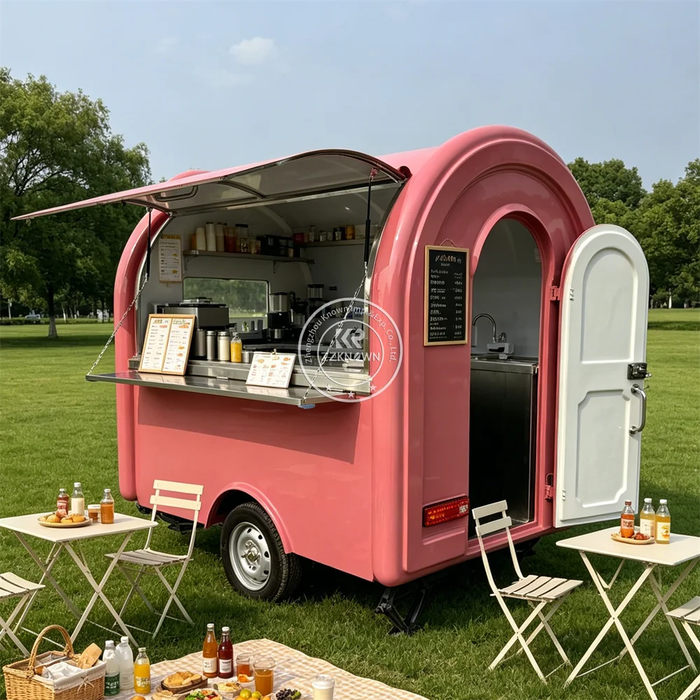 Mobile Catering Food Trailer Mobile Catering Service Custom Coffee Dessert Waffle Food Truck With Fully Equipped Kitchen