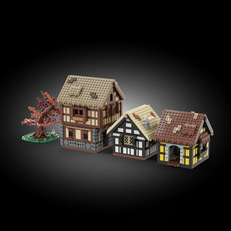 Mittelalterliche Häuser Baum Allein Diorama Modell Moc Bausteine Schloss Modulare DIY Sets Montage Blöcke Spielzeug Weihnachten Geschenke