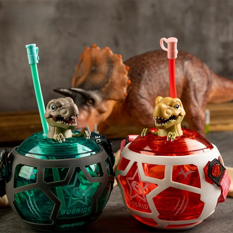 중국 공룡 공원 공룡 유전자 공 컵 만화 공룡 계란 워터 컵 기념품 선물 500ml 빛을 방출할 수 있음