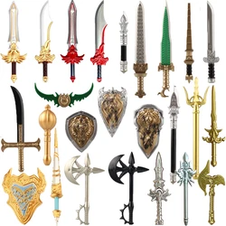 Medieval Military Building Blocks Mini Bricks Solider Figures Gifts Weapon Equipment Trident Sword Shield Double-edged Axe Toy