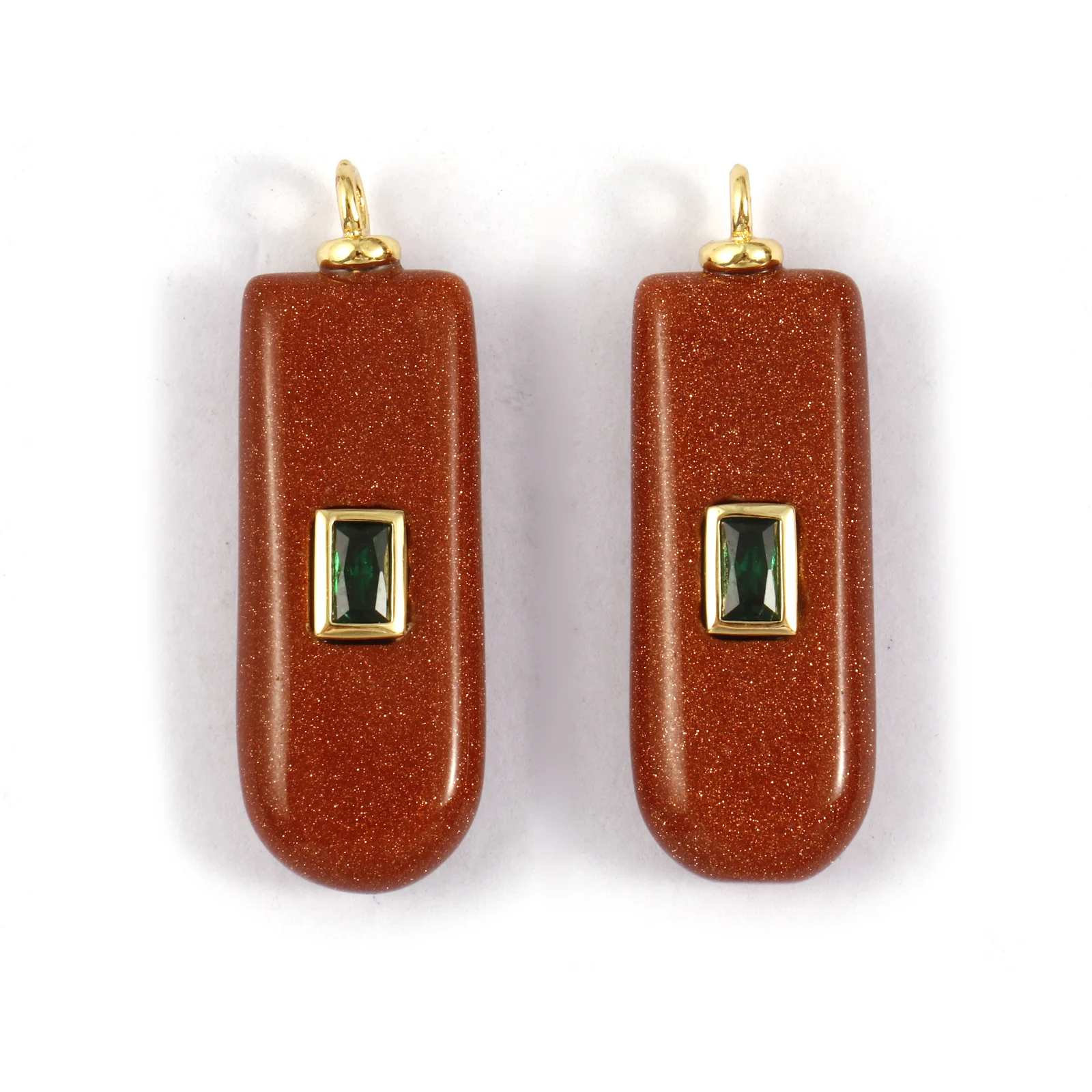 1 Piece Brass & Cubic Zirconia Natural Stone Geometric Charms 18K Gold Plated Olivary Round Pendant For DIY Necklace Making image 3