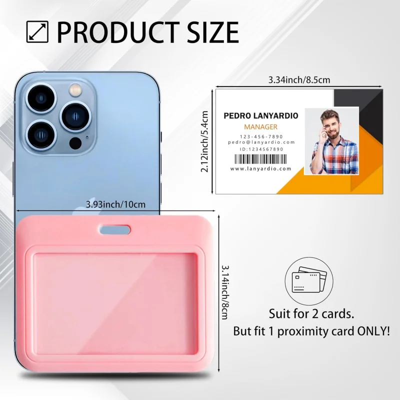 2 Pack ID Badge Holder, White and Pink ID Card Holder, Horizontal Sliding Plastic Key Card Holder for Office, School, Factory,