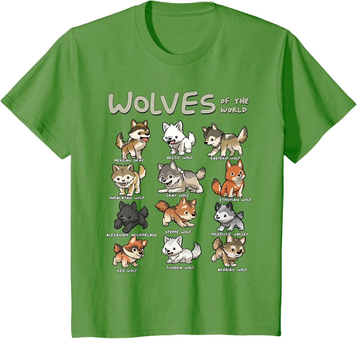Chibi Wolf Wolves Animals of The World Wolf Lover T-Shirt Cute Kawayi Cotton Casual Kid Graphic T Shirts Camiseta