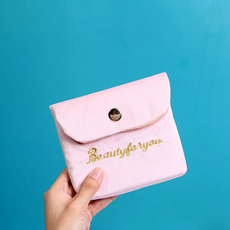 Headphone Case Cosmetic Sack Coin Purse Velvet Storage Bag Tampons Organizer Pouch Sanitary Napkin Pads Lipstick Pocket