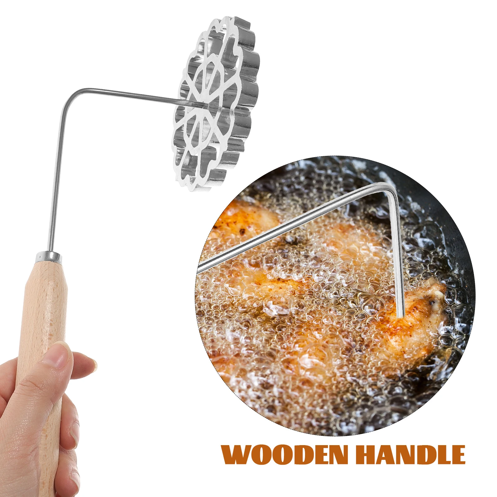

Fried Mold Non stick Stainless Steel Kitchen Spoon Wood H Practical Home Restaurant Frying Tool Pancake Maker Oil Spoon