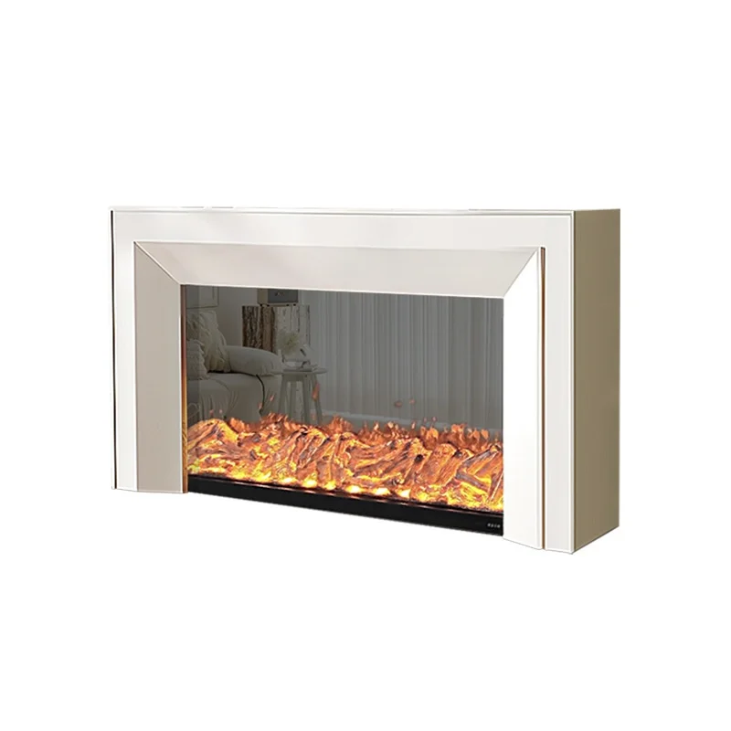 

Modern French simulation flame heating electronic fireplace TV cabinet villa living room cream decorative cabinet