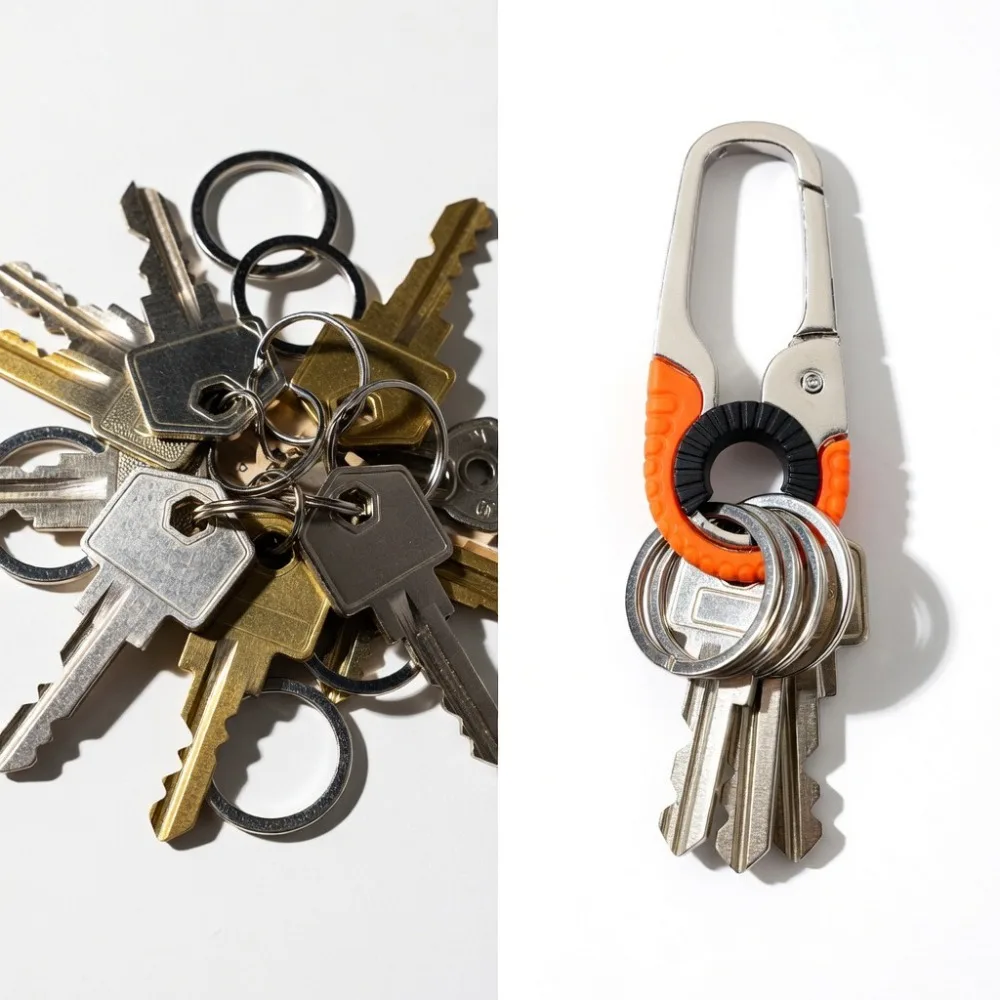 

Creative Rotatable Carabiner Key Ring Stainless Steel Metal Buckle Hook Keychain For Car Outdoor Climbing Fishing Keyring Gift