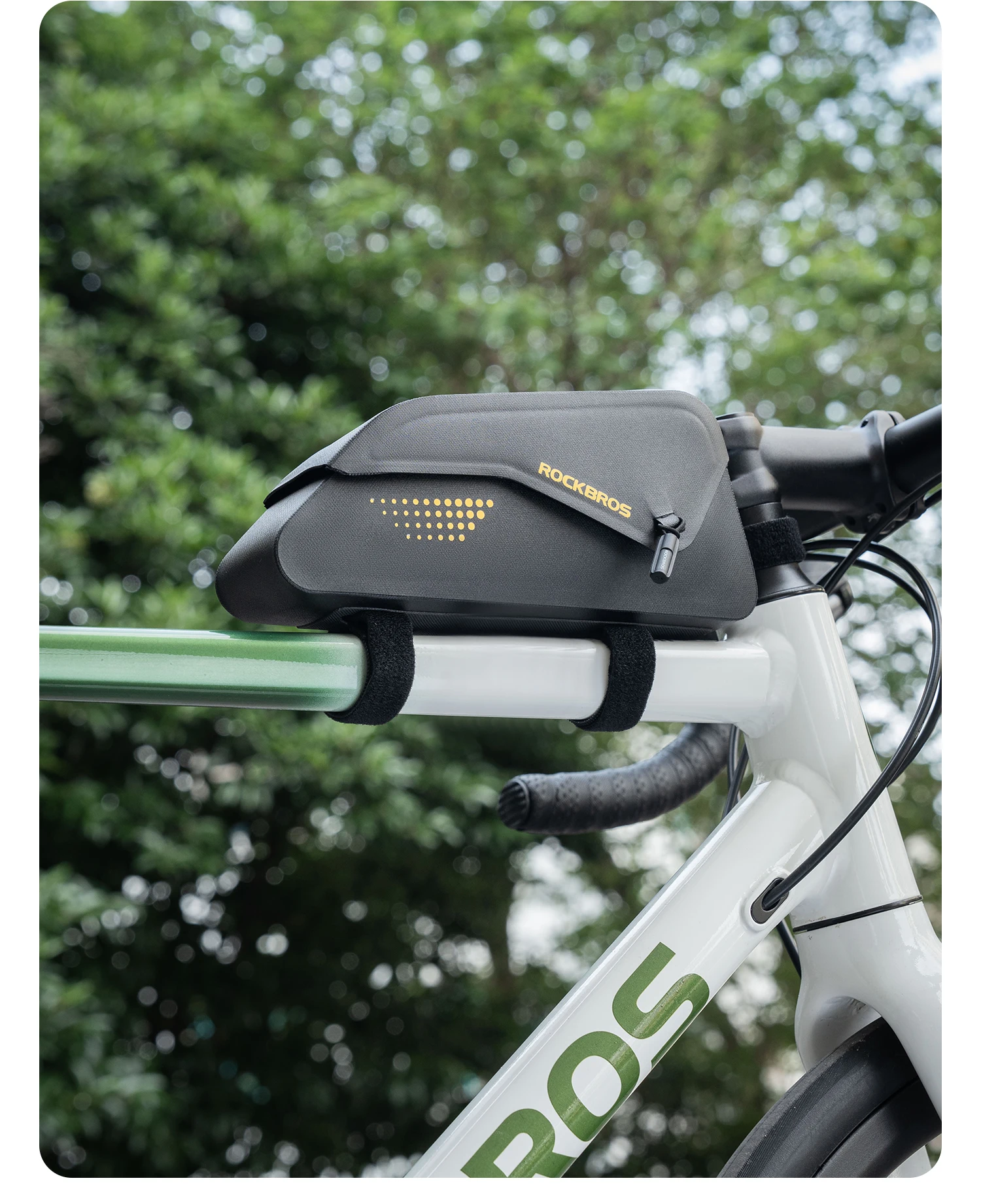 ROCKBROS Fahrradtasche 0,8L Kapazität Wasserdichte Magnetabdeckung Vorderrahmen MTB Rennrad Fahrradtasche Oberrohrtasche Fahrradzubehör – Detail 20