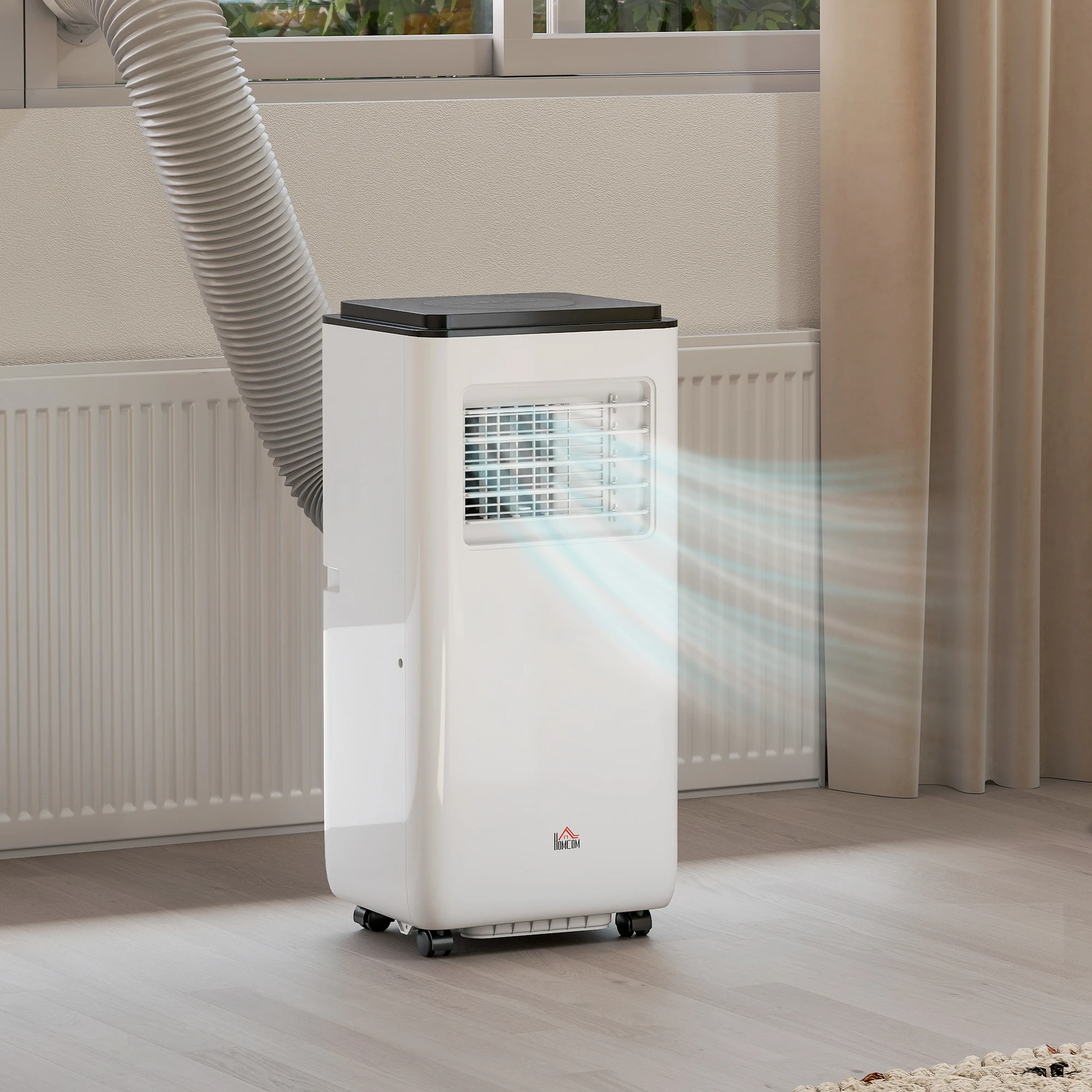 10,000 BTU Moible Air Conditioner 440 Sq. Ft., Dehumidifier Fan Auto Sleep with 24H Timer On/Off, Window Kit, White