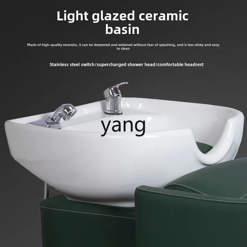 LH semi-reclining ceramic basin shampoo bed barber shop shampoo bed