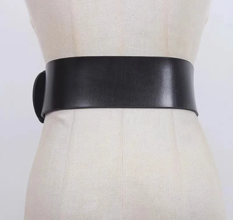 Ceinture de smoking en cuir véritable pour femme, corsets habnommée pour femme, ceinture large, décoration de l'environnement, mode de piste, R849