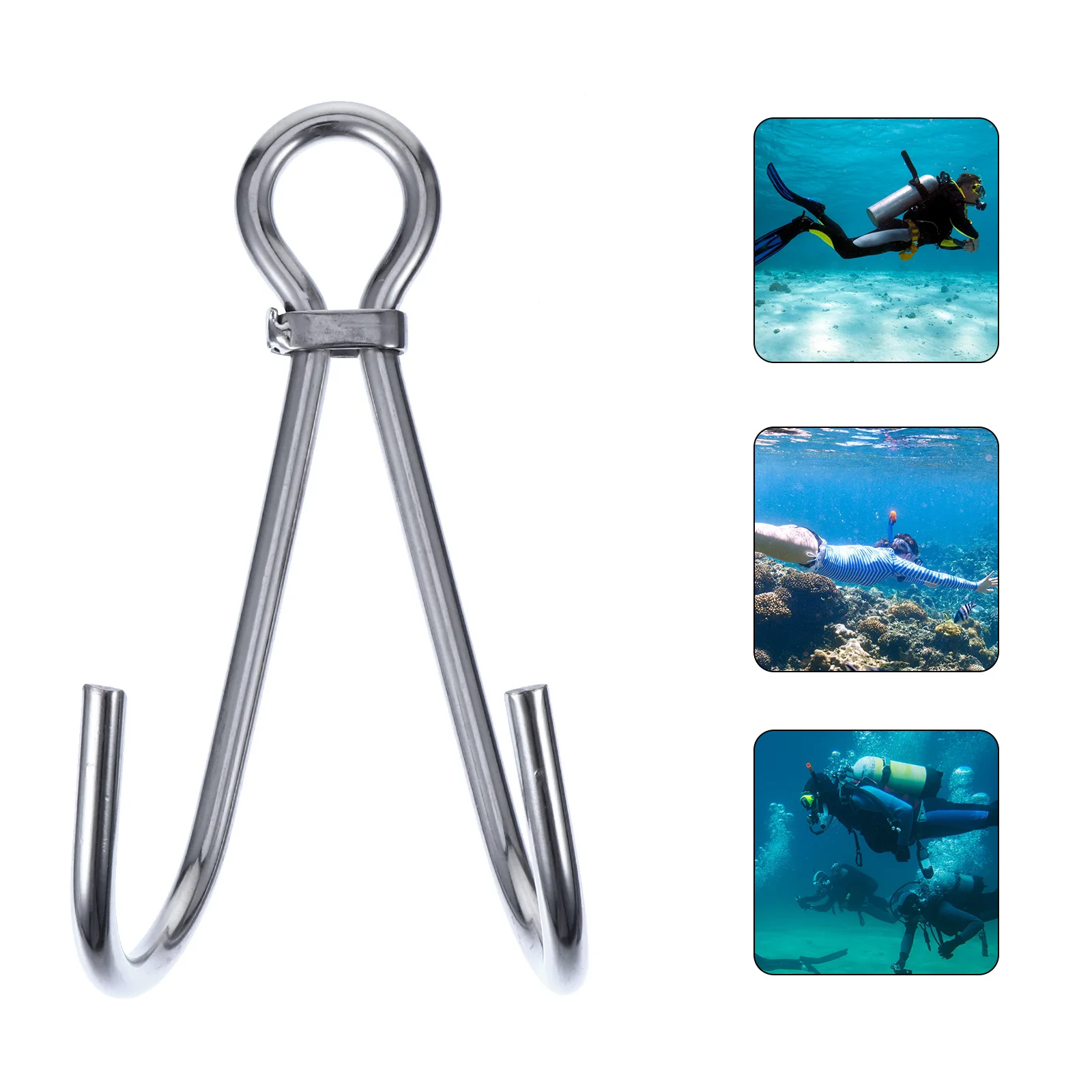 Double Flow Hook Diving Stream Dual Reef Drift Corrosion Resistant Steel Preservative Scuba Hooks Stainless Silver