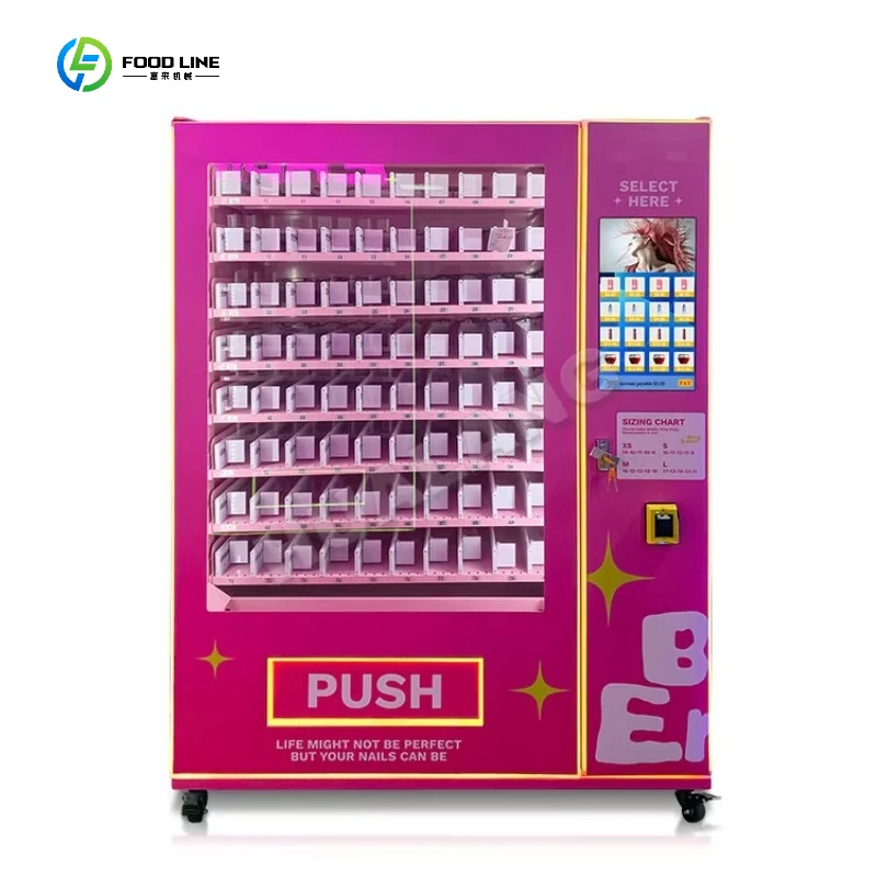 Original Factory Touch Screen Beauty Vending Machine with Showcase Cosmetic Vending Machine for Press on Nail Customized