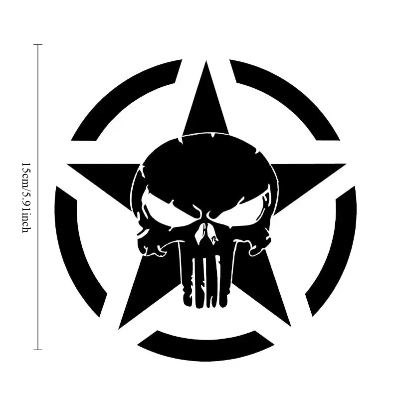 1 Stück 15 cm großer wasserdichter Vinyl-Aufkleber mit Stern- und Totenkopf-Grafik für Auto, Motorrad, Helm, Laptop-Dekoration, verschiedene Farben