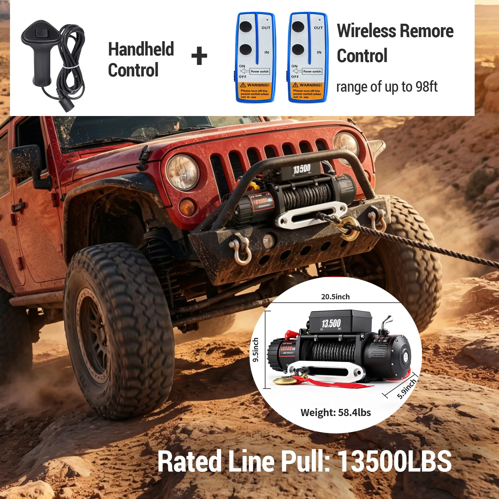 Treuil électrique SIHAO ATV/UTV 12V avec câble synthétique, télécommande sans fil et filaire, 13500 LBS, treuil filaire pour voiture 4x4, remorque, ATV, camion, bateau tout-terrain