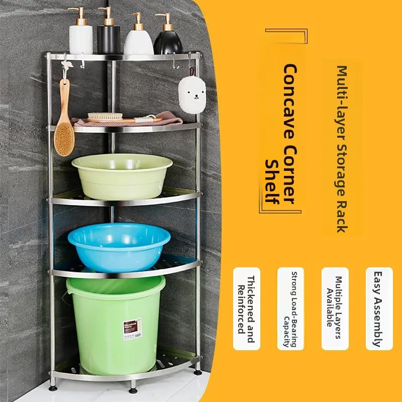 

Угловая многоярусная полка для хранения из нержавеющей стали, напольный органайзер для ванной комнаты, полка для хранения умывальника, держатель для туалетной бумаги