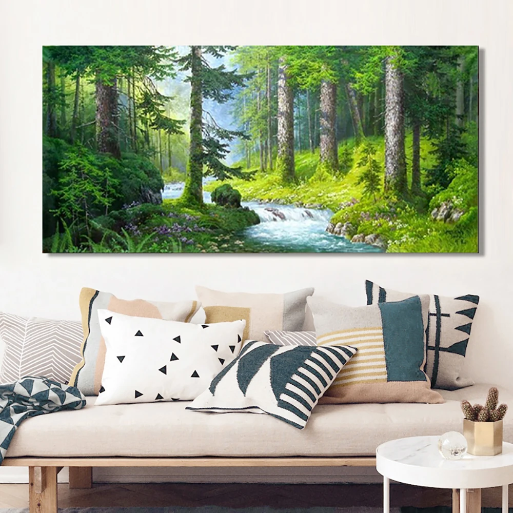 

DIY Diamond Painting Kits Early Morning Forest Landscape Cross Stitch Full Diamond Embroidery Living Room Bedroom Art Home Decor