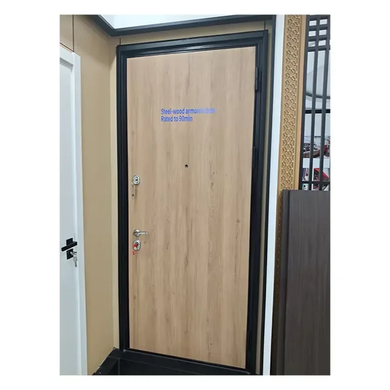90-Minute fire-resistant metal doors with UL-listed emergency bar hardware fittings for hotel apartment commercial building