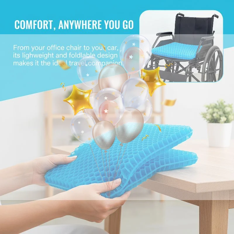 Honeycomb Gel Seat Cushion Cooling Breathable Ergonomic Sciatica Relief Support for Car Office Home Chairs
