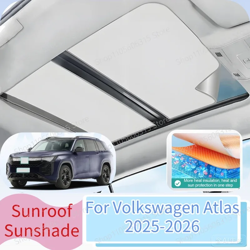 For VV Volkswagen Atlas Teramont Pro Accesorios MK2 2025 2026 Custom Sunshade Heat Insulation Electrostatic Adsorption Sunscreen