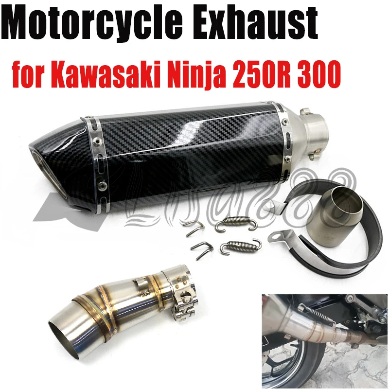 

For Kawasaki Ninja 250R 300 400 Z250 Motorcycle Exhaust Escape System Modified 51mm Muffler Middle Link Pipe Stainless Steel