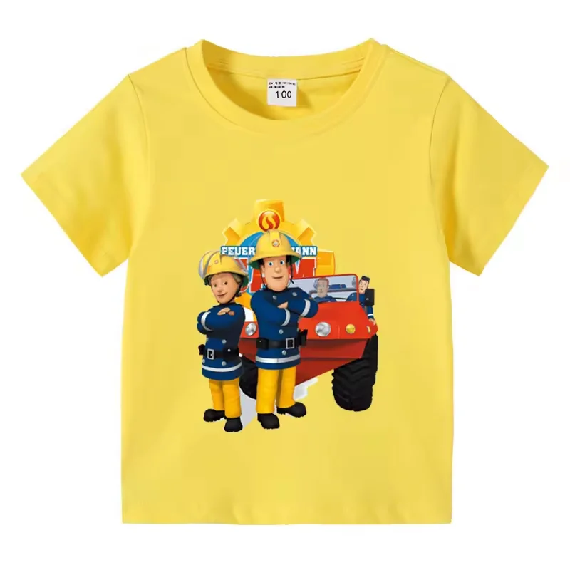 Lustiges T-Shirt mit Cartoon-Motiv von Feuerwehrmann Sam für Kinder, Sommer, 3 bis 10 Jahre, Oberteile für Mädchen und Jungen, tolles Freizeit-T-Shirt. – Detail 13