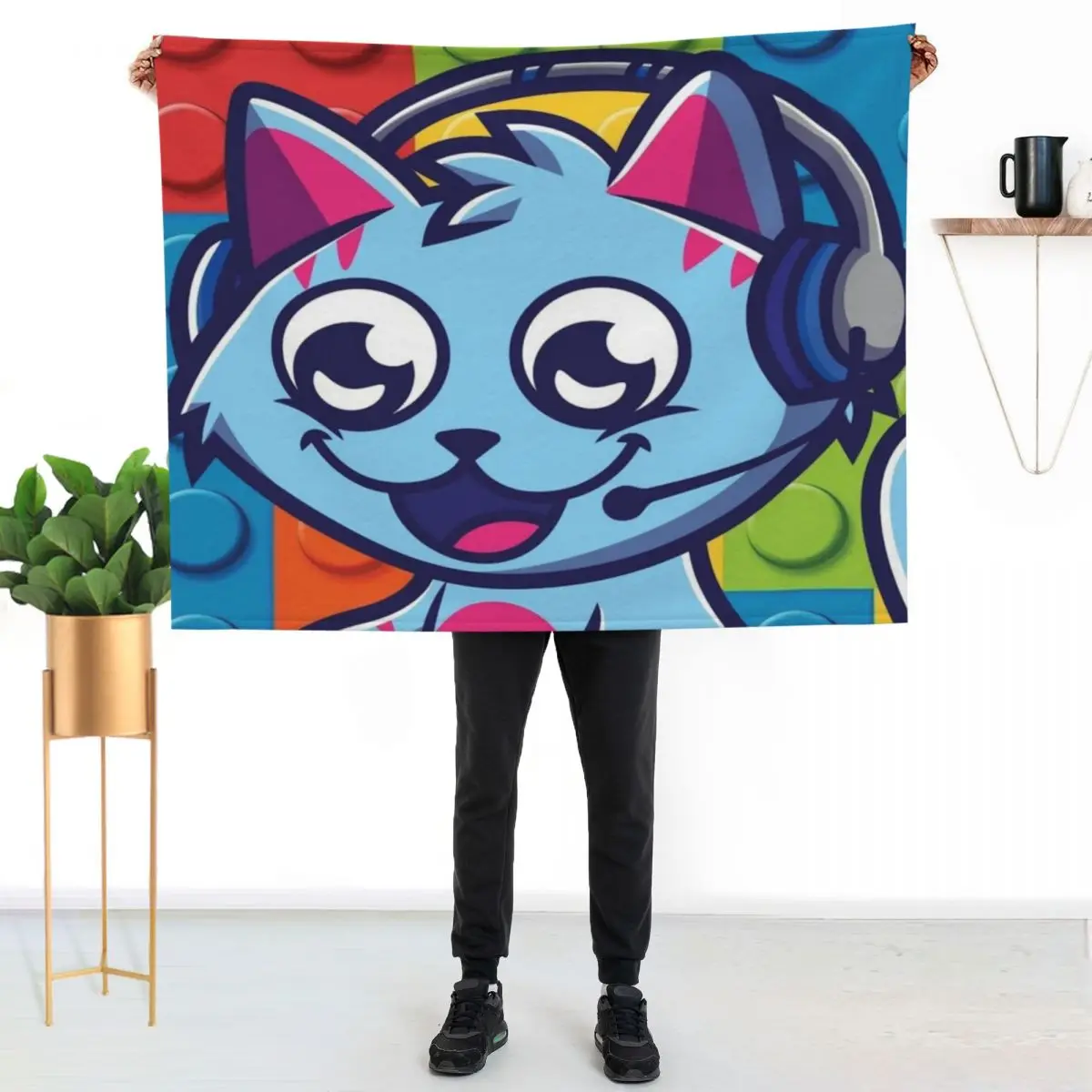 

gravycatman Throw Blanket Cozy Sofa Blanket for TV Watching Napping