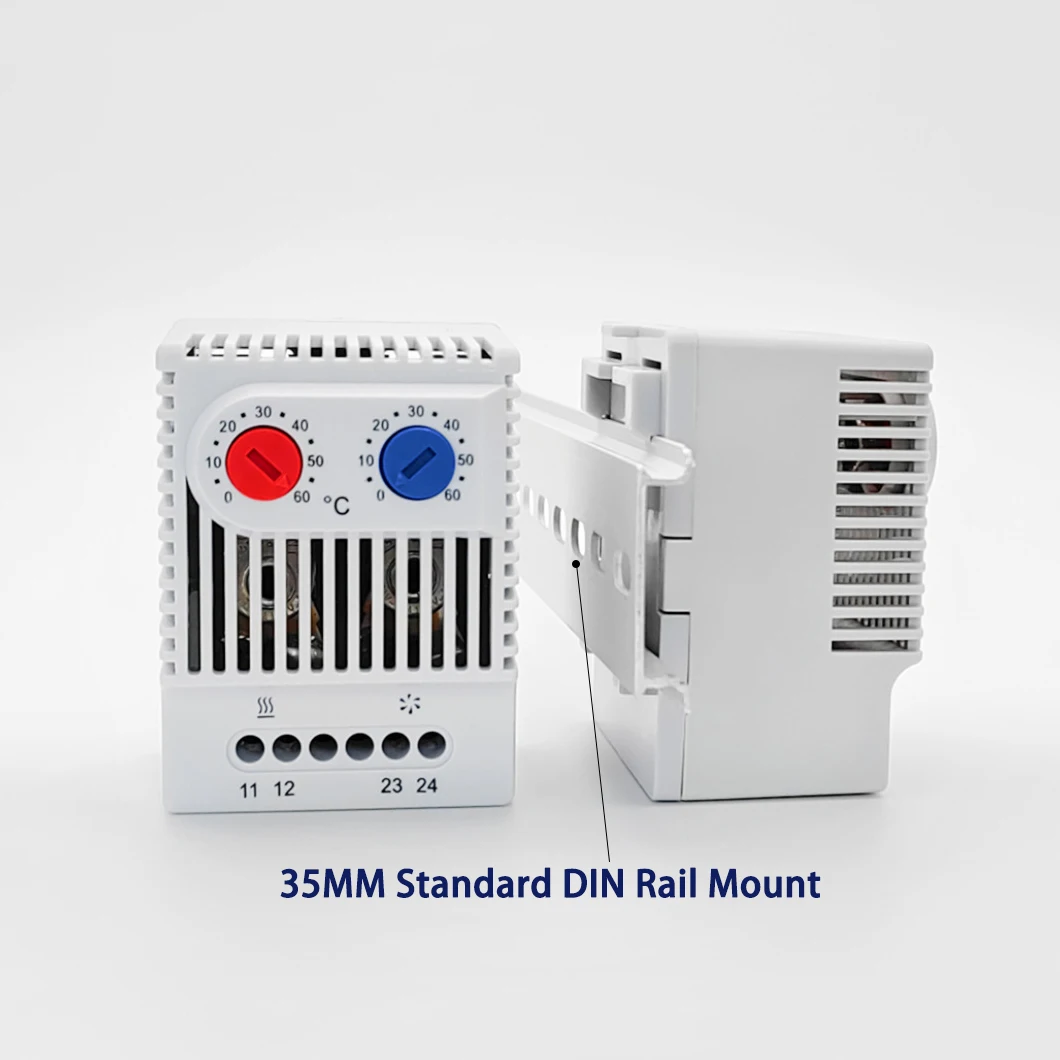 ZR011 Mechanical Dual Control Thermostat NO+NC Heating and Cooling Dual Control Cabinet Temperature Controller DIN Rail Mount