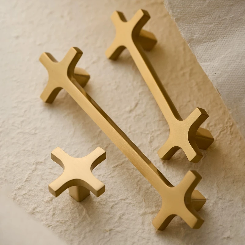 Creative Brass Furniture Handle Wardrobe Door Drawer Knob High-end Shoe Cabinet Handle Modern Minimalist Cabinet Gold Long Pulls