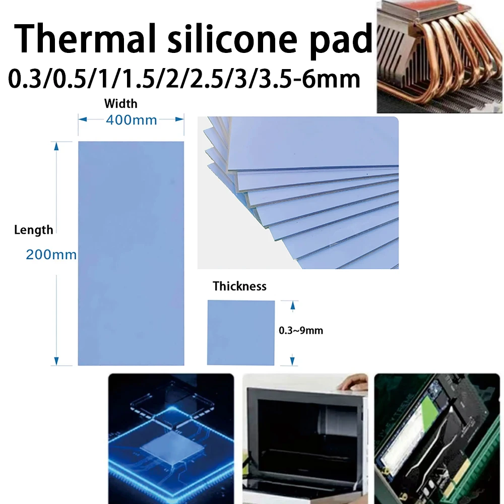Thermal silicone pad Thickness 0.3/0.5/1/1.5/2/2.5/3/3.5-6mm Blue Model Sheet Material for DIY Model Part Accessories