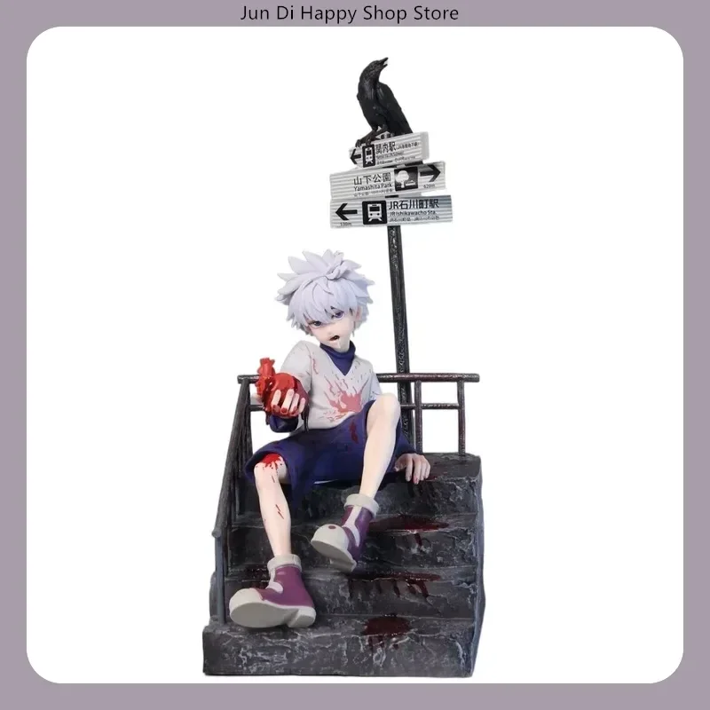 

34cm Hunter X Hunter Killua Zoldyck Heart Snatching Sitting Pose Anime Figure Model Statue Collectible Decor Gift